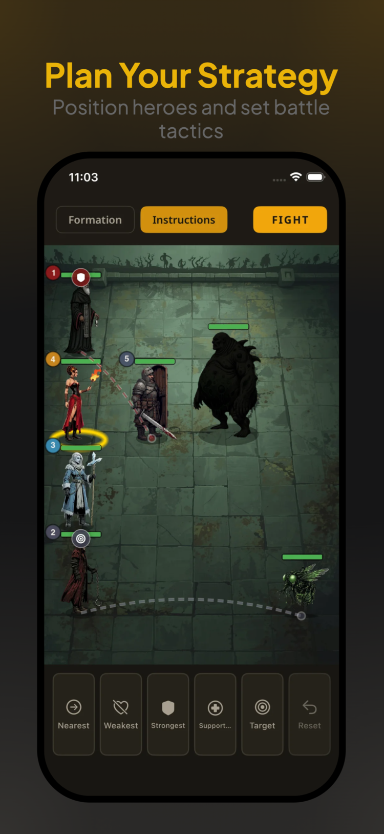 Darkest Exiles - Position heroes and set battle tactics